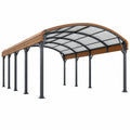 Cochera cubierta 600 x 300 x 280 cm de metal y policarbonato marrón y negro para exterior