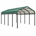 Cochera cubierta 600 x 300 x 270 cm de acero gris para exterior con techo inclinado