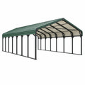 Cochera 600 x 300 x 270 cm de acero y metal verde oscuro para vehículos - cubierta exterior