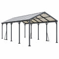 Cochera cubierta 600 x 300 x 280 cm de acero negro para exterior con techo curvo
