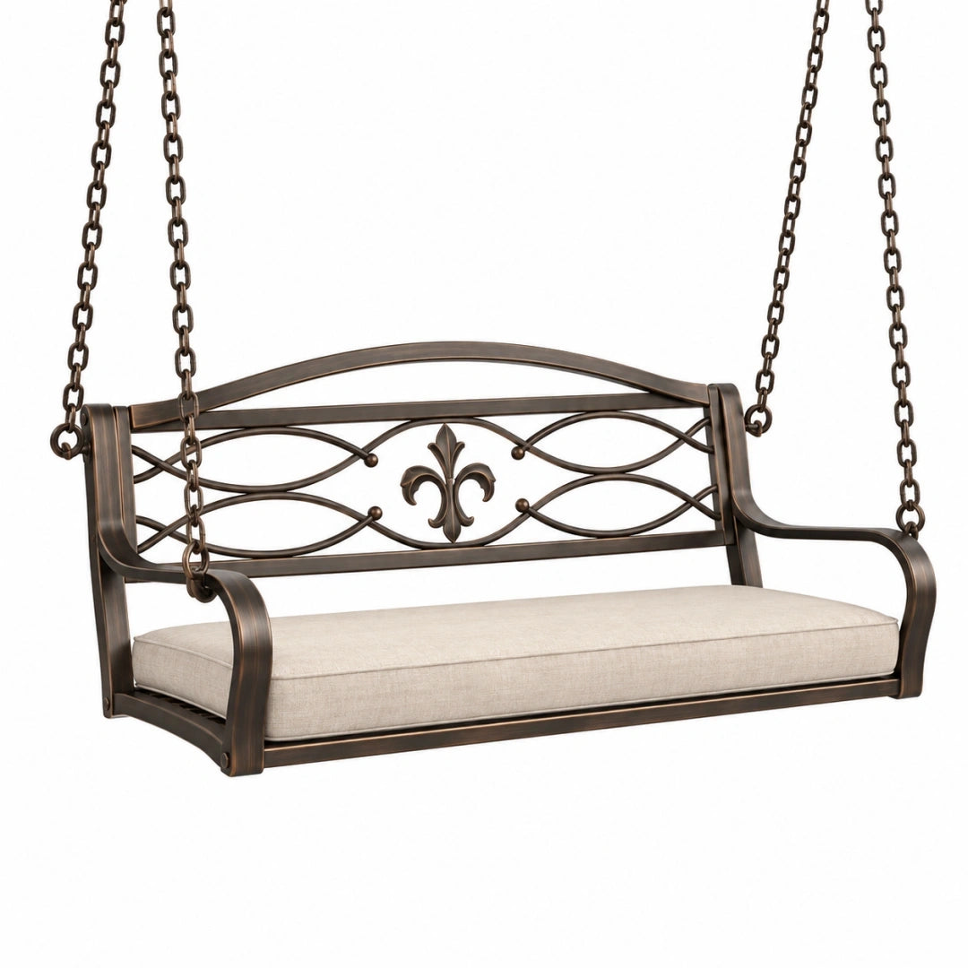 Columpio de jardín 200 x 80 x 70 cm de madera marrón con asiento tapizado colgante