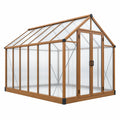 Invernadero de jardín 300 x 240 x 240 cm de madera marrón con paneles transparentes y puertas dobles