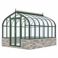 Invernadero de jardín 300 x 250 x 250 cm con estructura metálica verde y paneles transparentes